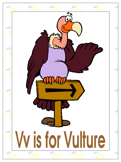 Vv is for Vulture alphabet poster