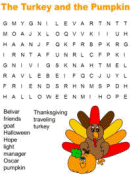 The Turkey and the Pumpkin Word Search