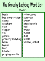 The Grouchy Ladybug Word Lists
