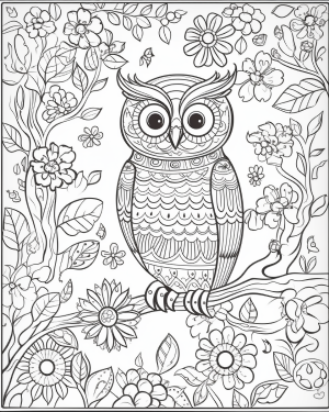 owl adult coloring page