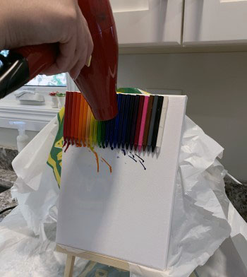 blow dry the crayons