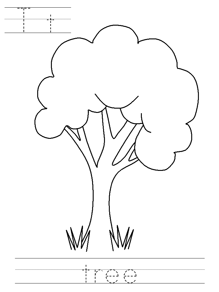 Printable print practice coloring page - Tt tree