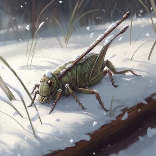grasshopper in the winter