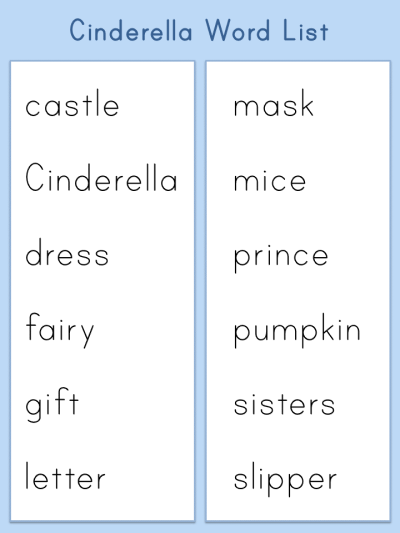 Cinderella Vocabulary Word List