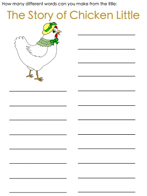 Chicken Little Word Mine Puzzle