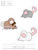 Printable print practice worksheet - Mm mice
