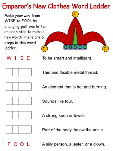 emperor's new clothes word ladder