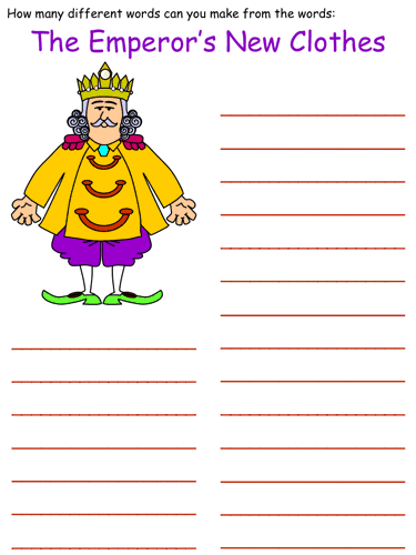 Emperor's New Clothes Word Mine Puzzle