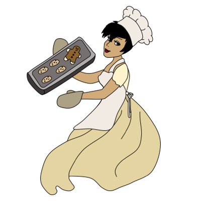 baker with gingerbread cookies