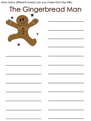 The Gingerbread Man Word Mine Puzzle