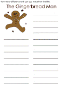 The Gingerbread Man Word Search Activities