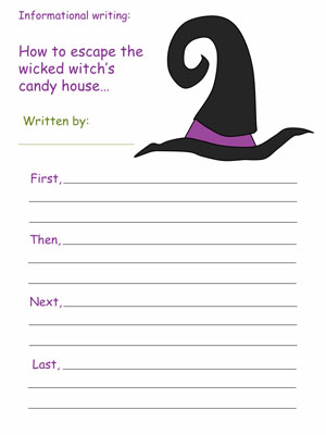 Hansel and Gretel Informational Writing Sheet