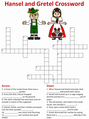 Hansel and Gretel crossword puzzle