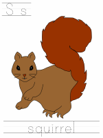 Printable print practice worksheet - Ss squirrel