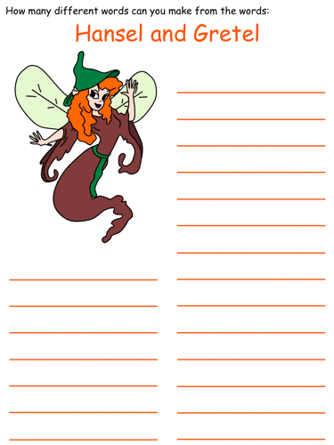 Hansel and Gretel Word Mine Puzzle
