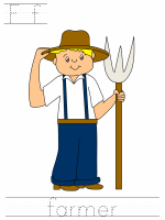 Printable print practice worksheet - Ff farmer
