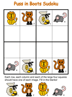 Puss in Boots sudoku puzzle