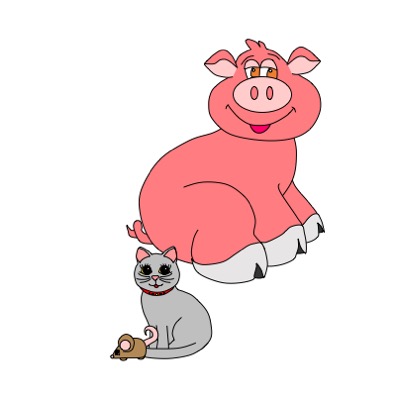 pig, cat, and mouse
