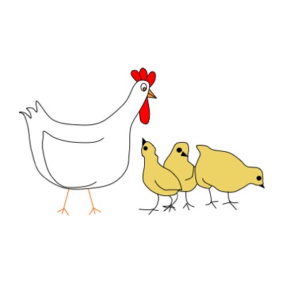 hen with her babies