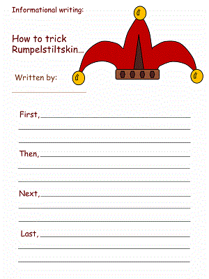 Rumpelstiltskin Informational writing worksheet