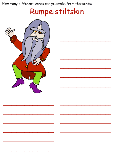 Rumpelstiltskin Word Mine Puzzle