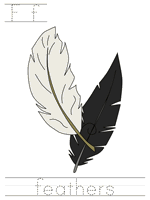 Printable print practice worksheet - Ff feathers