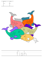 Printable print practice worksheet - Ff fish