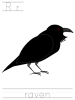 Printable print practice worksheet - Rr raven