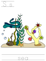 Printable print practice worksheet - Ss sea