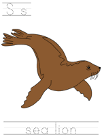 Printable print practice worksheet - Ss sea lion