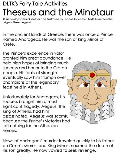 print the Theseus and the Minotaur story