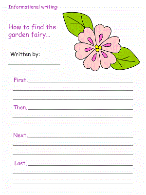 Thumbelina Informational Writing Worksheets