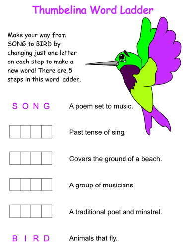 Thumbelina Word Ladder Puzzles