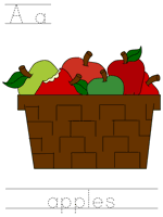 Printable print practice worksheet - Aa apples