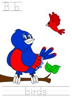 Printable print practice worksheet - Bb birds