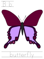 Printable print practice worksheet - Bb butterfly