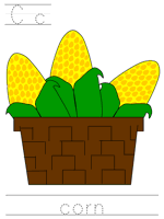 Printable print practice worksheet - Cc corn