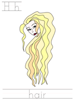 Printable print practice worksheet - Hh hair