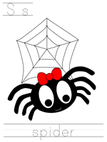 Printable print practice worksheet - Ss spider