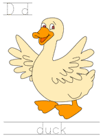 Printable print practice worksheet - Dd duck