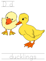 Printable print practice worksheet - Dd ducklins