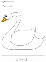 Printable print practice worksheet - Ss swan