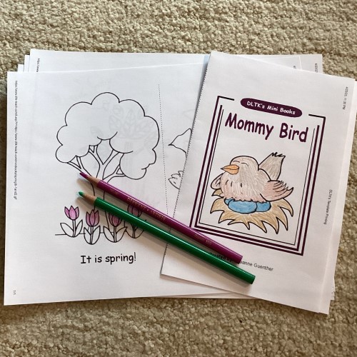 color the Mommy Bird pages