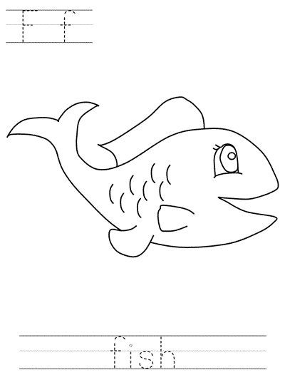 print practice worksheet - Ff fish coloring page