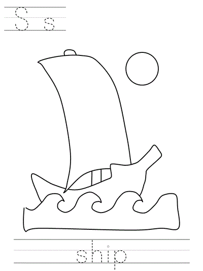 print practice worksheet - Ss ship coloring page