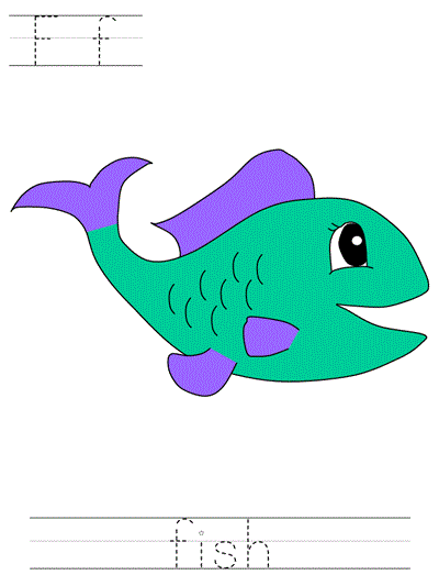Five Little Fishies tracer page - Ff fish