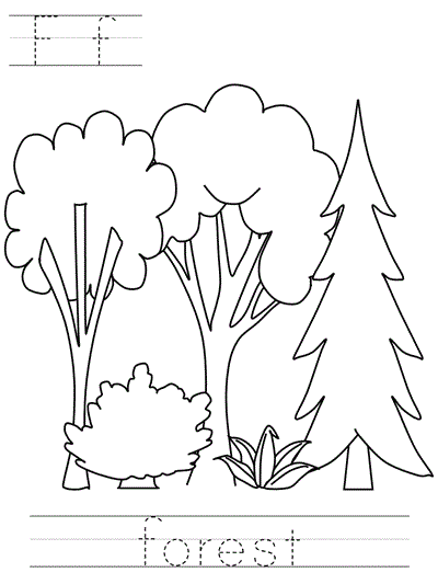 Learn to print coloring page - Ff forest