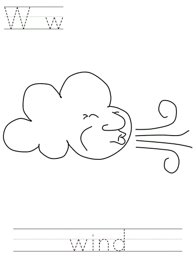 Learn to print coloring page - Ww wind