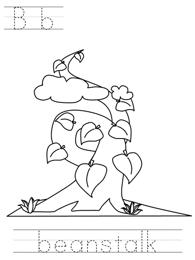 print practice worksheet - Bb beanstalk coloring page