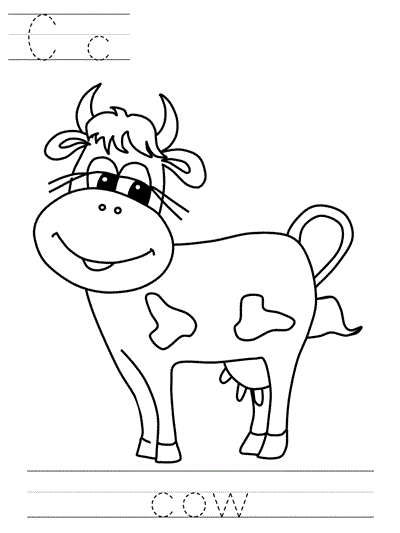 print practice worksheet - Cc cow coloring page